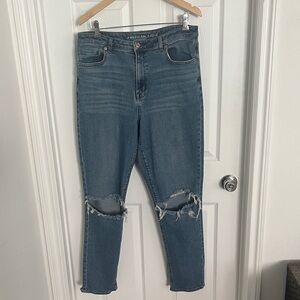 American Eagle Outfitters Women's Ripped Dark Blue Skinny Jeans